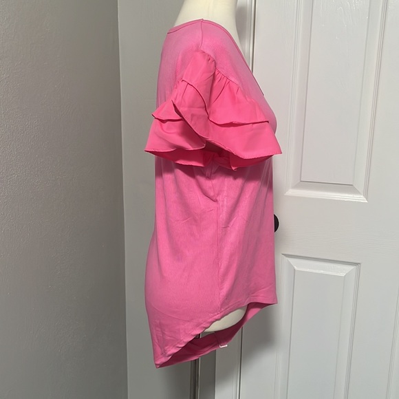 NWT Grace & Emma Love On Top Bodysuit in Hot Pink with Ruffle Sleeves - Picture 5 of 16